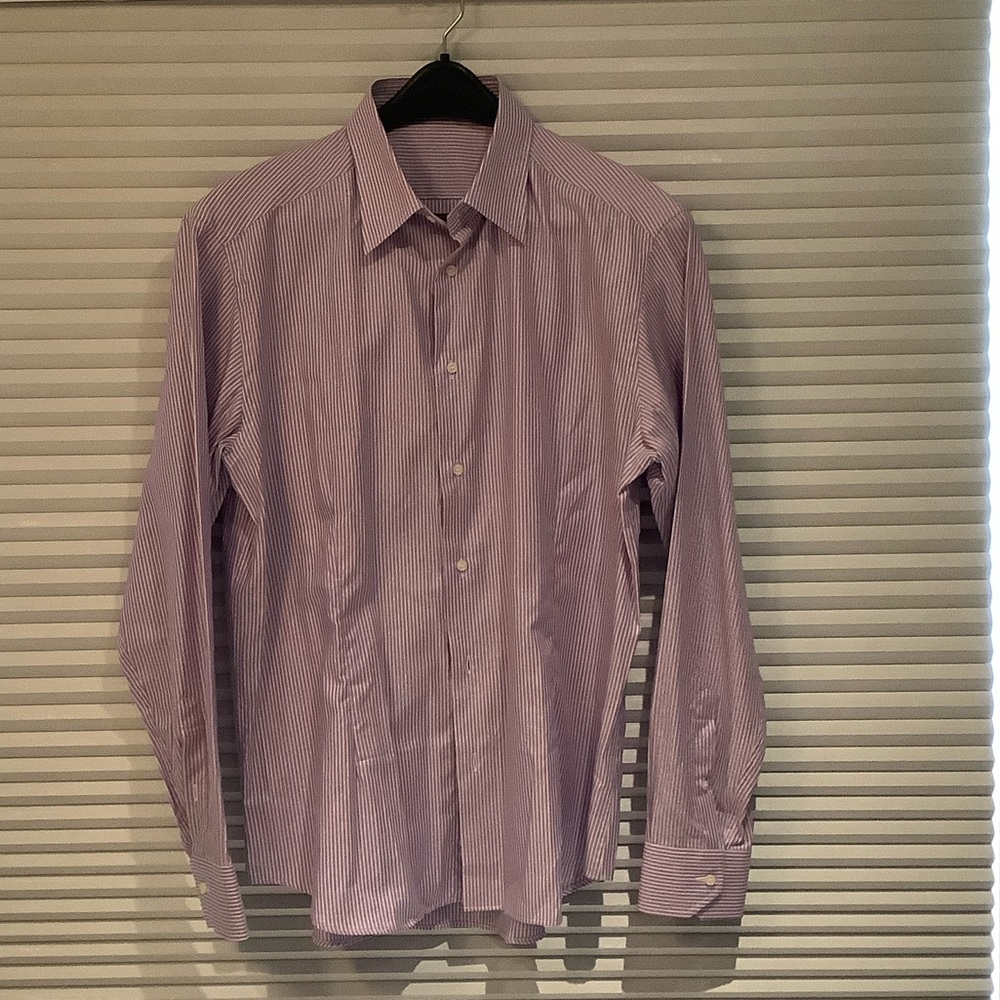 Men's Purple Stripe Dress Shirt - Classic Button-Down